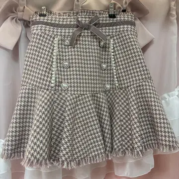 LIZLISA 하운드투스 패턴 스커트 핑크