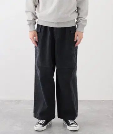 JOURNALSTANDARD 헤비 캔버스 와이드 카고 팬츠 블랙 L