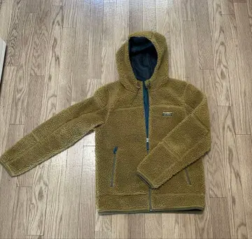 카키 후드 부착 플리스 자켓