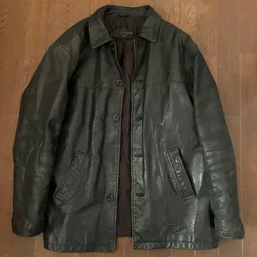 가죽 자켓 카 코트 페이드 블랙 빈티지