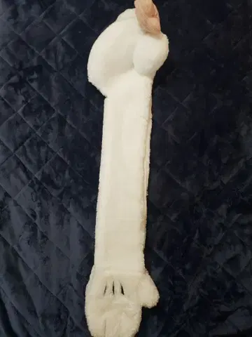 화이트 퍼 귀도리 캐릭터 모자