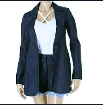 새상품 다크 블루 데님풍 테일러드 자켓