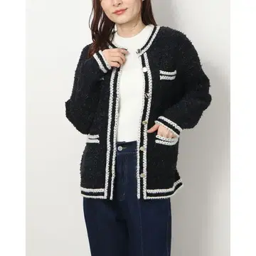 아푸와이저 리셰 샤기 트위드 니트 자켓 (블랙)