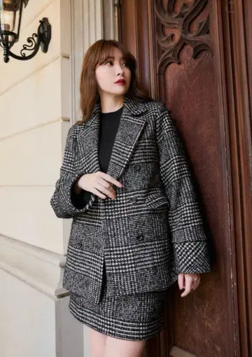 Hemingway 체크 트위드 재킷/스커트