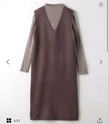 택 포함 새상품 UNITED ARROWS 니트 오버롤 스커트 리브 하이넥