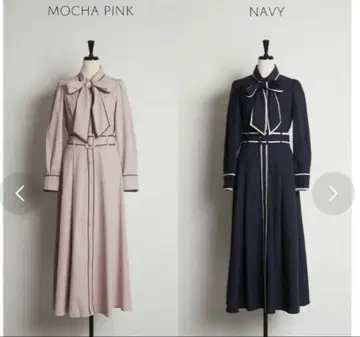2WAY 보타이 리본 & 벨트 포함 바이컬러 원피스 토코 클로젯
