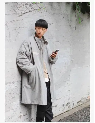 BEAMS HEART 빔즈 하트/빅 실루엣 모즈 코트 그레이