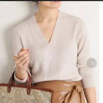 IENA 3x3 리브 V넥 니트