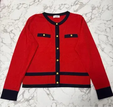 BARNEYS NEW YORK 가디건 바이컬러 골드 버튼