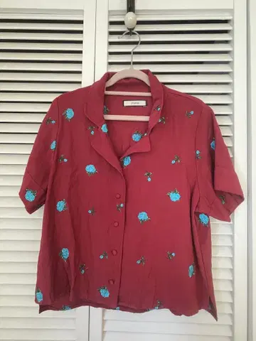 jouetie 꽃무늬 반팔 셔츠 빨간색