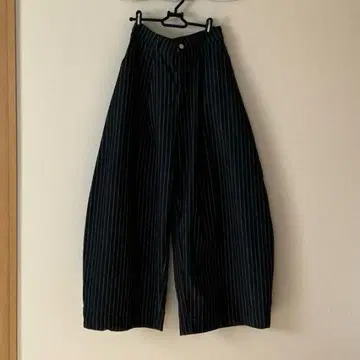 push push 스트라이프 와이드 팬츠 블랙 M