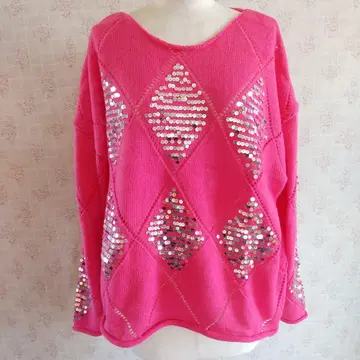 핑크 스팽글 다이아몬드 니트