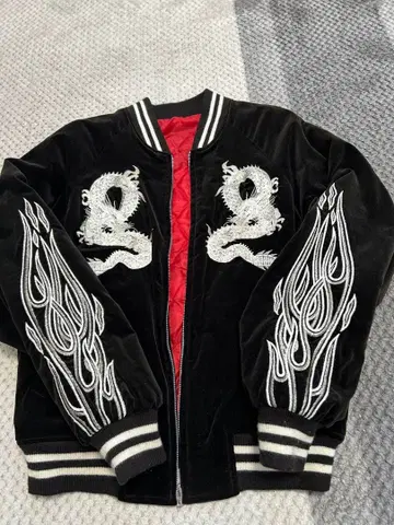 드래곤 자수 블랙 스카잔 프리 사이즈