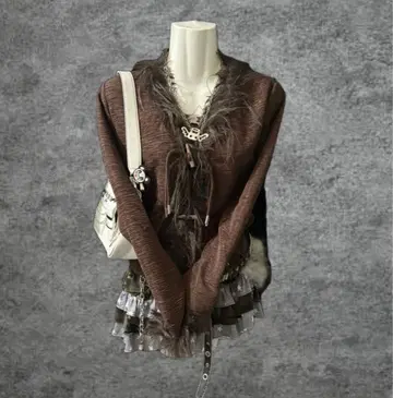 헤이세이 모리걸 페어리 그런지 볼륨 퍼 가디건 y2k