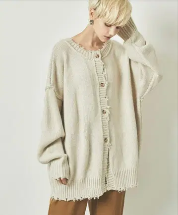 titivate 전후 2way 데미지 니트 가디건