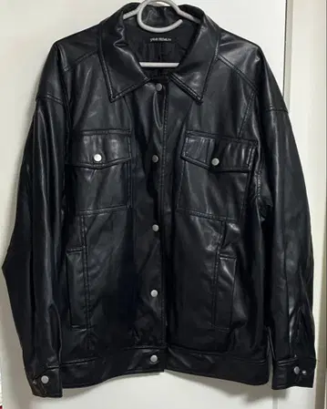 SPRA PREMIUM 블랙 인조 가죽 오버 사이즈 자켓