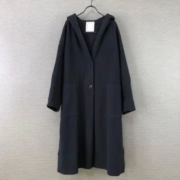 BEARDSLEY 후드 롱 코트 F 네이비