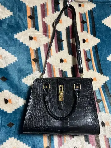 [ 새상품급 ] 블랙 크로커다일 핸드백 숄더 2WAY