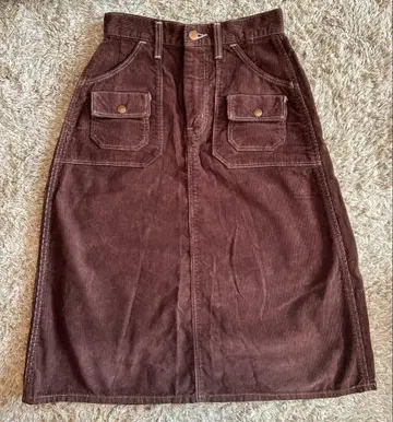 브라운 코듀로이 롱 스커트