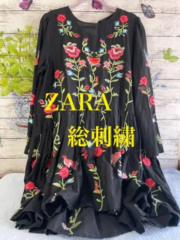 ZARA 전체 자수 블랙 튜닉