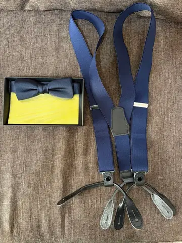 아자부 테일러 서스펜더 보타이 세트 네이비