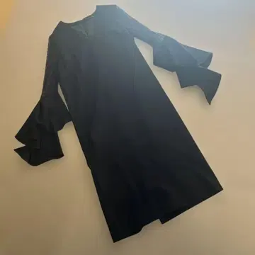 Aga 블랙 플레어 슬리브 원피스