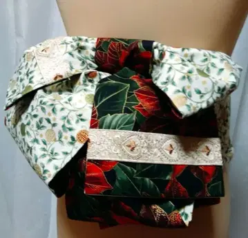 반폭 오비 크리스마스 리버서블 장식용 깃 2개 포함