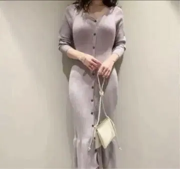 스나이델 Sustaina 프론트 버튼 니트 원피스 퍼플