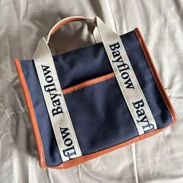 [인기 색상] Bayflow 네이비 로고 테이프 토트백