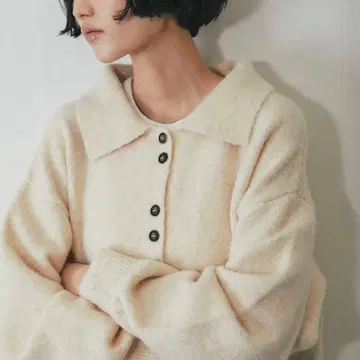 Another S 코쿤 니트 자켓 아이보리 스웨터