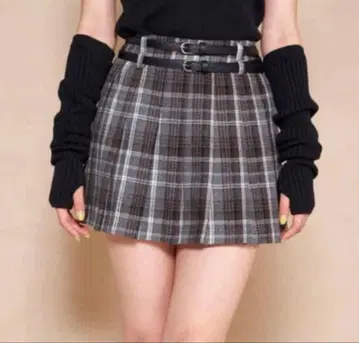 Darich | 다리치 더블 벨트 체크 미니 스커트 M 벨트 없음