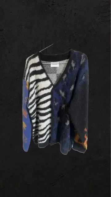 y2k 그런지 스트릿 파이어 제브라 모헤어 가디건