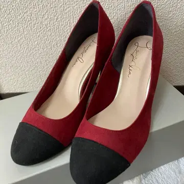 라우나레아 청키힐 스웨이드 펌프스 보르도 블랙 23cm 새상품