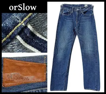 새상품급 오어슬로우 가죽 패치 USED 가공 셀비지 데님 팬츠 S