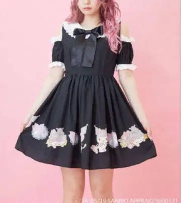 ankrouge 산리오 캐릭터 쿠로미 오프숄더 원피스 블랙