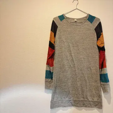 새상품급 컬러 블록 긴팔 튜닉 여성용 가을 겨울 의류 세련된