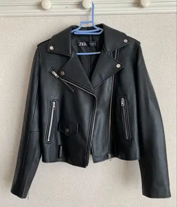 ZARA 블랙 가죽 라이더 자켓 USA S