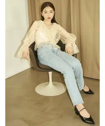 [ SNIDEL/Levi'sR ] 라이트 블루 스트레이트 데님 24인치