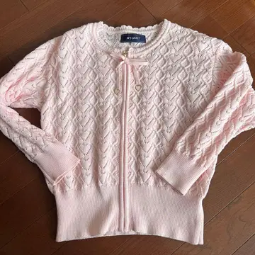 M'S GRACY 가디건 핑크 하트 시스루 니트
