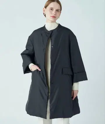 Ballsey 패디드 타프타 A라인 코트 네이비 36