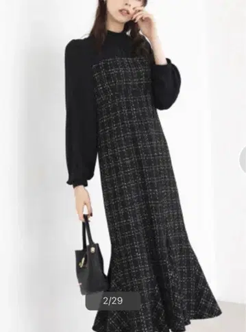 MISCH MASCH 라메 트위드 뷔스티에풍 도킹 원피스 M