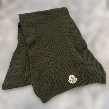 MONCLER 케이블 짜임 니트 머플러 올리브 그린