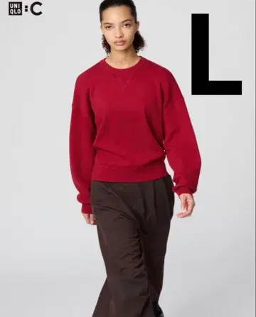 UNIQLO :C 스무스 코튼 크루넥 스웨터 레드 L