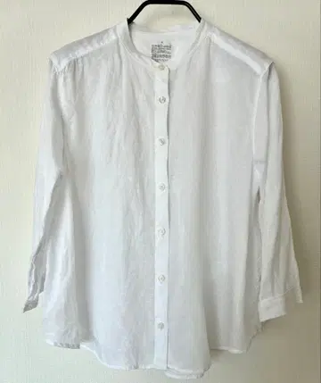 무인양품 워싱 린넨 100% 7부 소매 블라우스 화이트 S 사이즈
