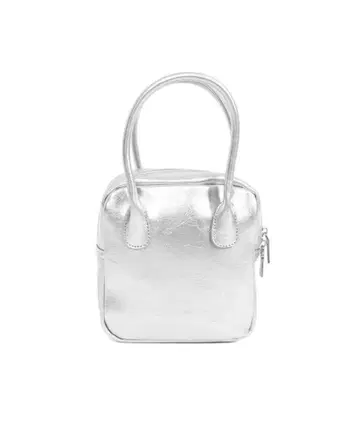 실버 미니 숄더백 합성 피혁 메탈릭