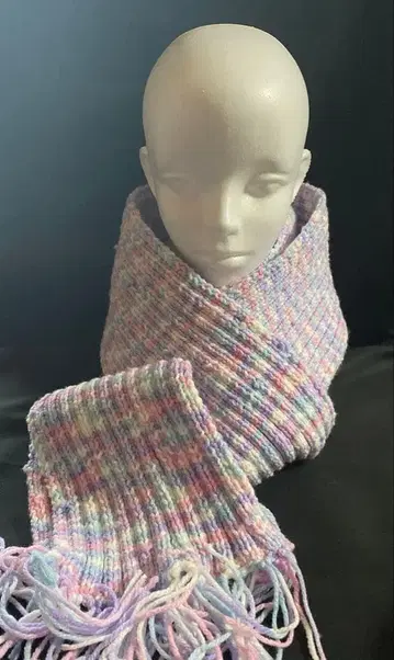 파스텔 컬러 뜨개질 스카프