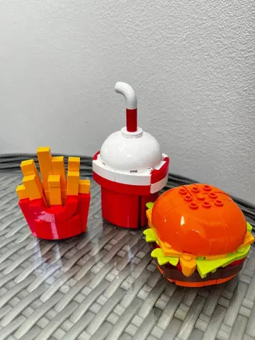 햄버거 감자 주스 세트 블록