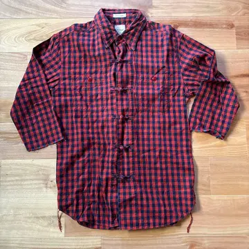 sanca 차이나 버튼 셔츠 체크 무늬