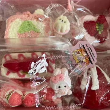 스퀴즈 스트로베리 디자인 디저트 완구 7종 세트