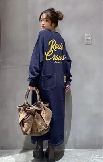 로데오 크라운 래글런 컬러 스티치 원피스 롱 원피스